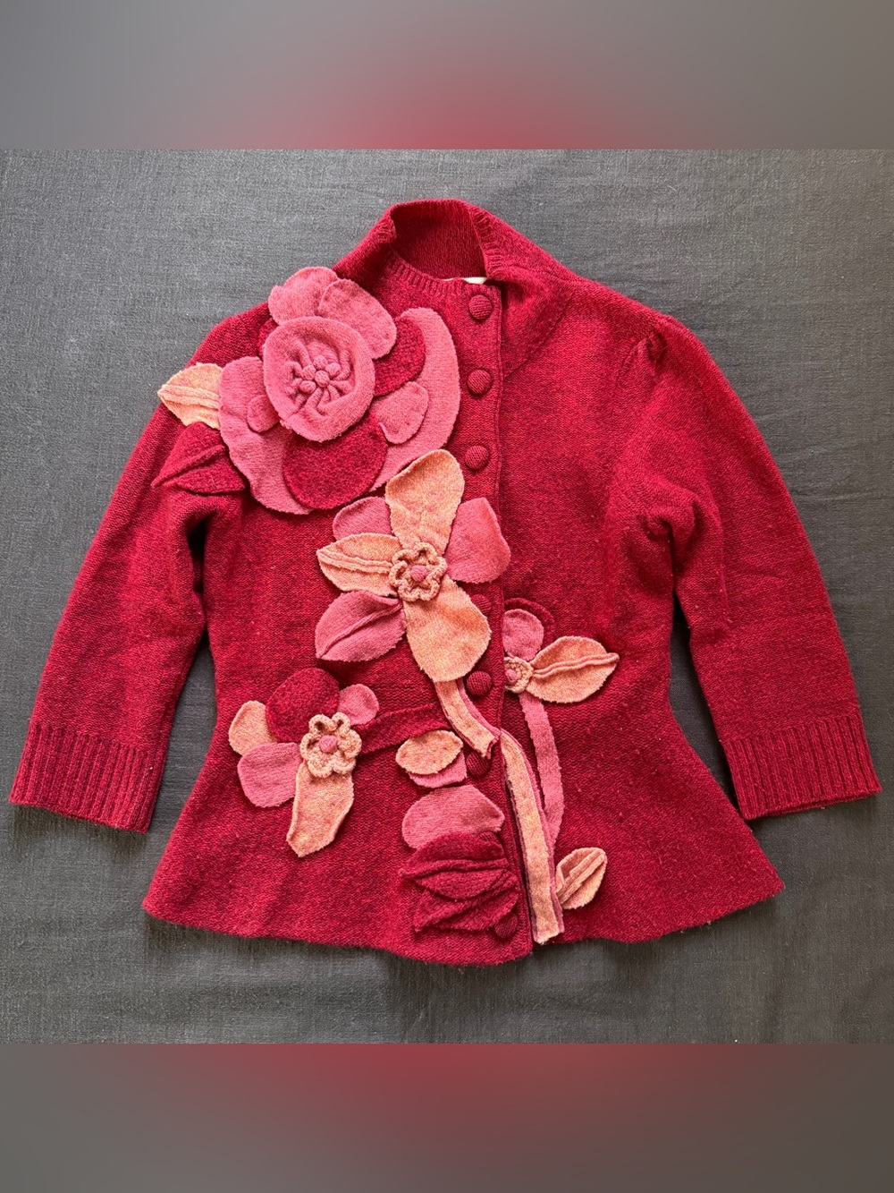 Sleeping On Snow Anthropologie Wool Floral Applique Peplum Jacket S